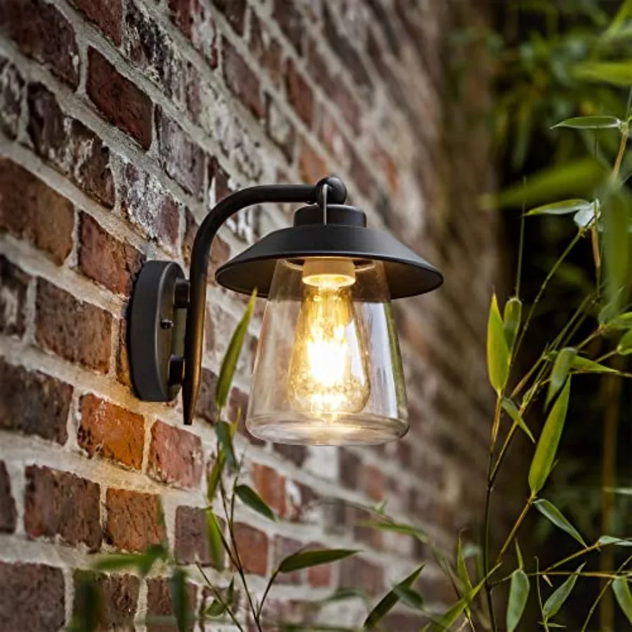 Outdoor Indoor Wall Lantern, Farmhouse Barn Wall Sconce Lighting Fixture, Matte Black Finish Anti-Rust Wall Mount Light, Waterp