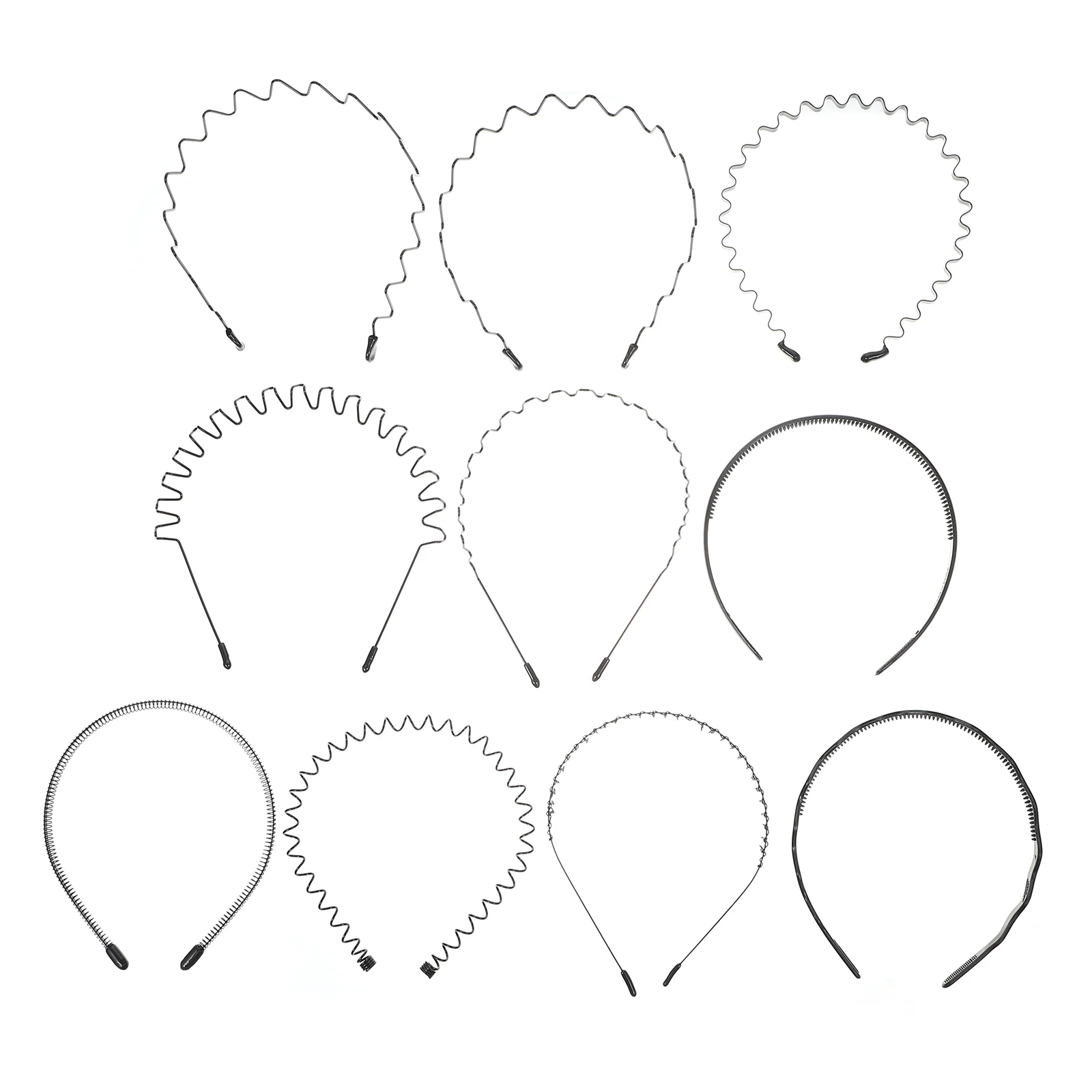 

10 Pcs Men's Headband Metal Hairbands Wave Black Halloween for Iron Male Man Headbands