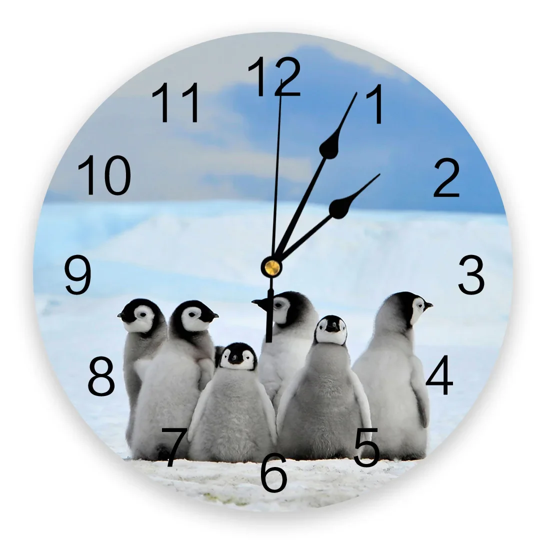 Cute Black And White Penguin PVC Wall Clock Living Room Bedroom Wall Digital Clock Home Decore Wall Clock Modern Design