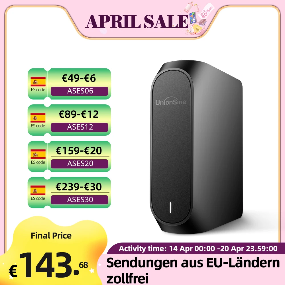 UnionSine 10 TB 12 TB 14 TB 16 TB 18 TB 3,5 Zoll Lesenrate 130 MB/S USB 3.2Gen Externe Festplatte