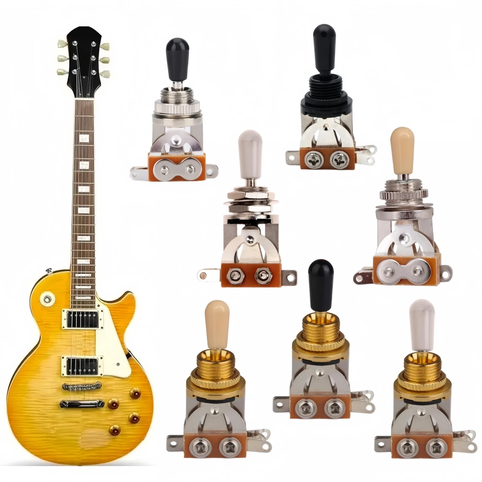3 Way Toggle Switch with Plastic Cap Guitar Pickup Selector Electric Guitar Accessories Musical Instruments Parts New Use Kit