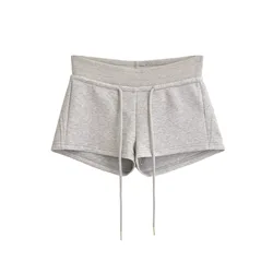 Korean Fashion Black Mini Shorts For Woman Summer Clothes 2024 Low Rise Shorts Knitted Shorts Low Waist Buttoms With Drawstrings