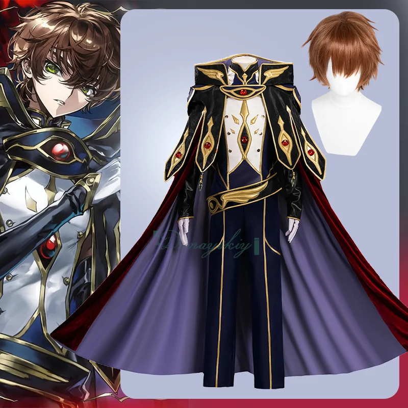 Anime Code Geass Suzaku Kururugi Zero Knight Cosplay conjunto completo con capa peluca traje adultos mujeres hombres fiesta de Halloween juego de rol