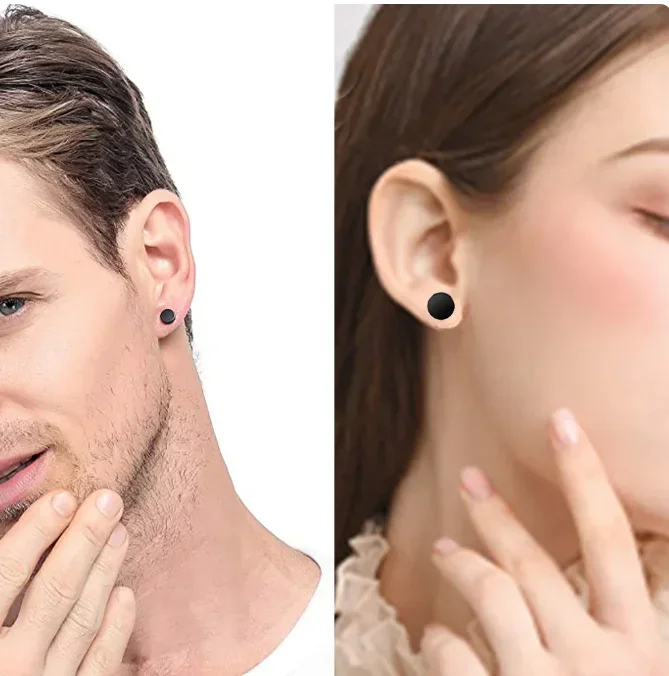 2PCS Magnetic Ear Clips Stud Earrings Non Piercing Strong Magnet Fake Piercing Women Men Jewelry Clip Earrings for Kids Girls