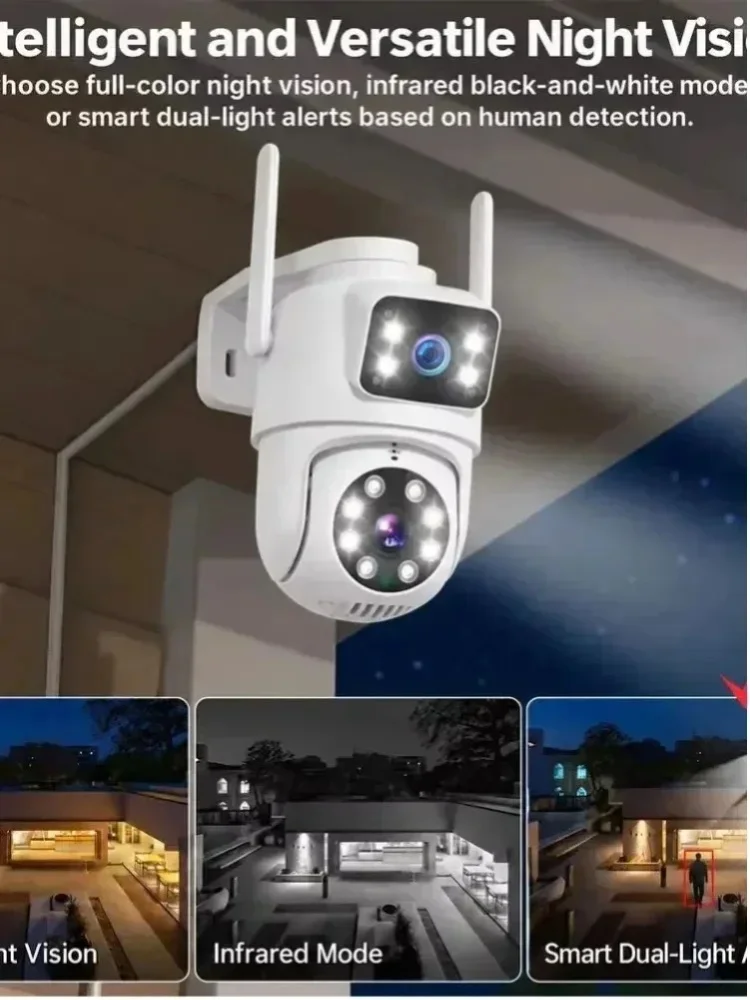 16-Kanal-WLAN-NVR-Sicherheitskamerasystem, 8MP-Doppellinsen-PTZ-Kameras, Zwei-Wege-Audio, Bewegungserkennung, Vollfarb-Nachtsicht, IP66-Außenschutz, EseeCloud-App, Fernzugriff, kabelloses