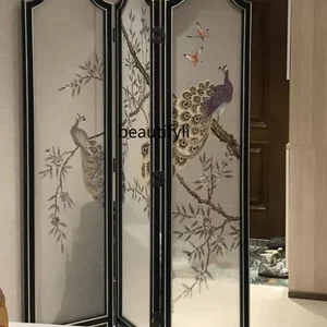 مرسومة باليد الخشب الصلب التقسيم قابلة للطي المنقولة التقسيم الرجعية جدار غرفة المعيشة على الطراز الصيني الجديد أعلى 12 مبيعات الأكورديون الصينية - رقم 4