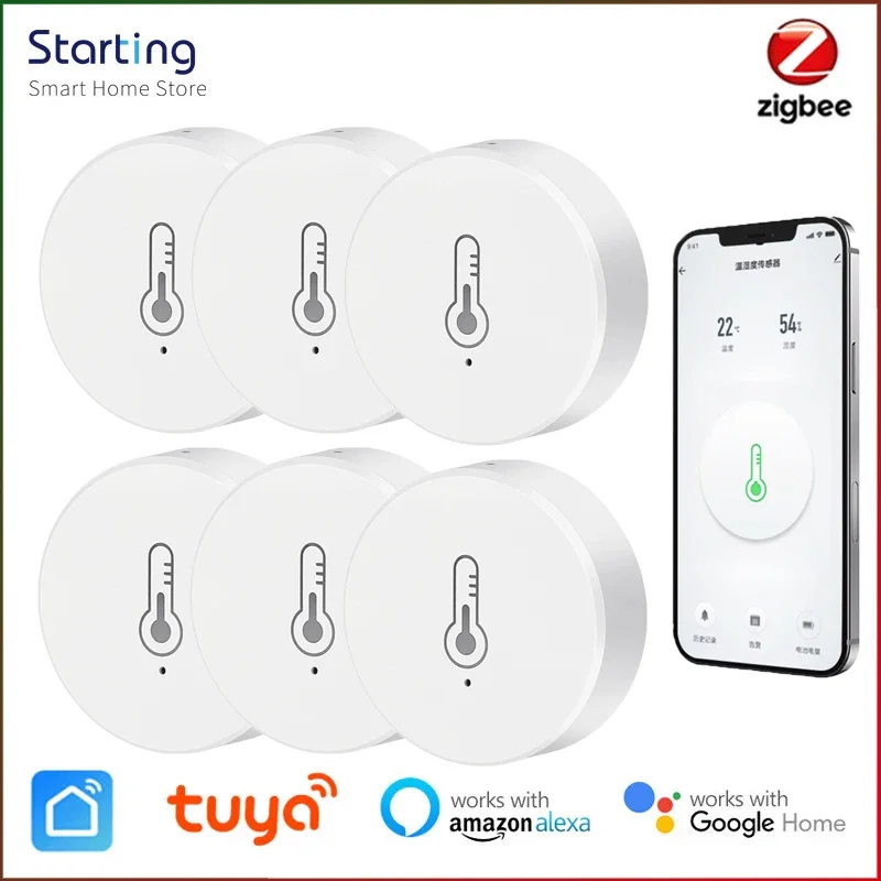 

Zigbee 3.0 Smart Temperature And Humidity Sensor Samrt Life APP Remote Monitor Smart Home Hygrometer With Alexa Google Assistant