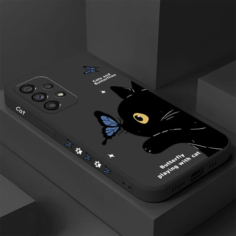 Cat Butterfly Case For Samsung Galaxy A73 A53 A33 A23 A13 A03 A72 A52 A52S A32 A22 A12 A02 A02S A71 A51 A31 A21S 4G 5G Cover