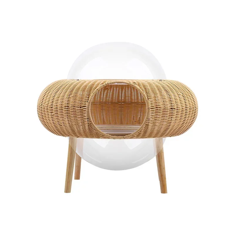 

Super Cat Four Seasons Grass Woven Cat Hanging Basket Transparent Space Module UFO Vine Woven Cat Nest Handwoven Pet Nest