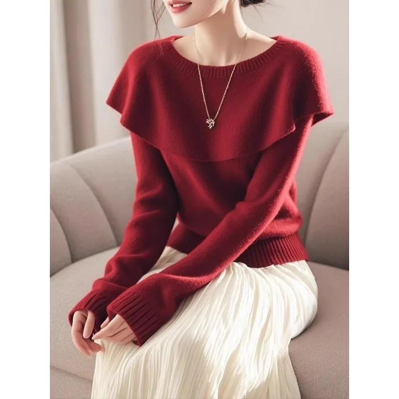 

Мягкий восковой свитер для женщин, ранняя весна 2024, новый стиль, атмосферный вязаный топ