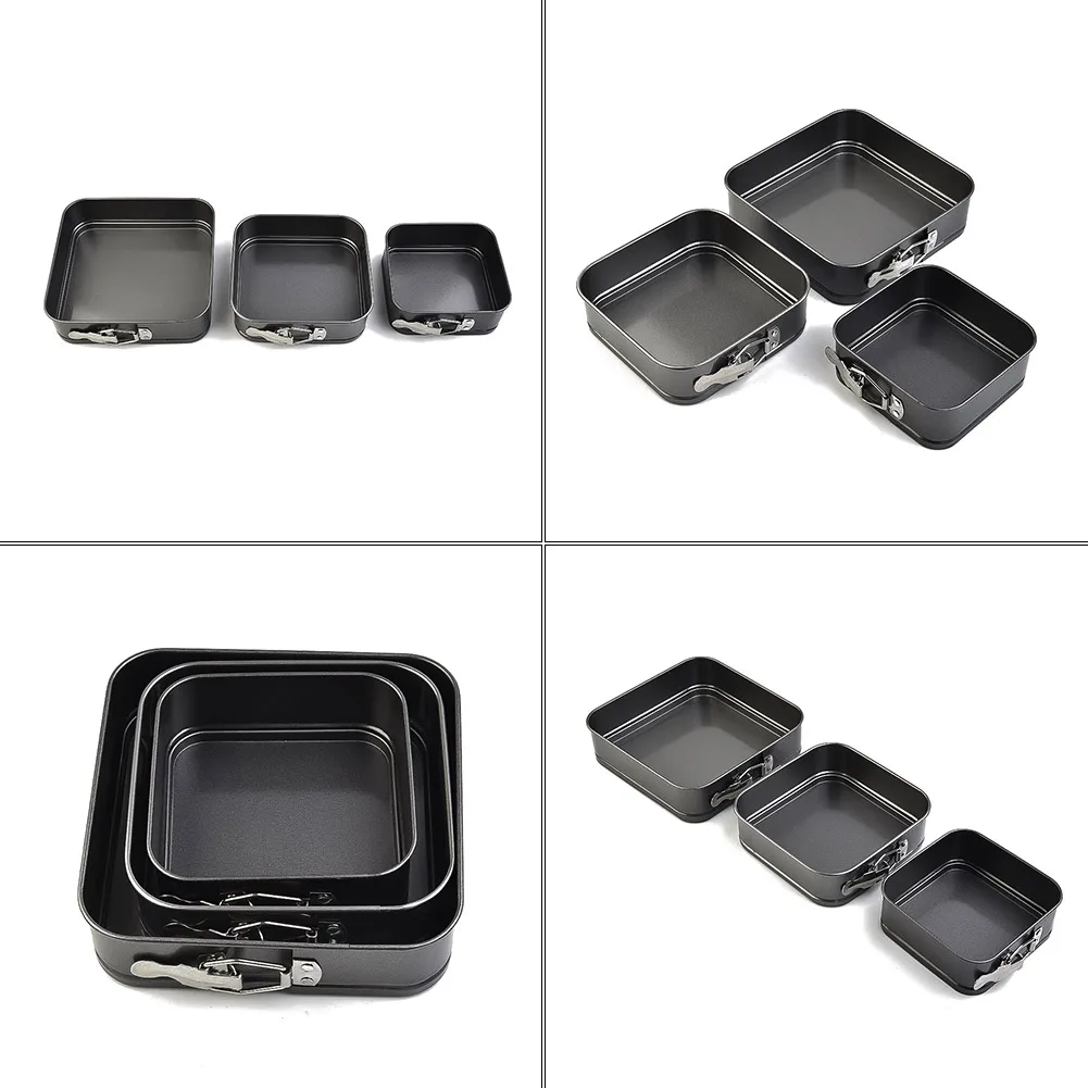 

Functional Square Cake Tins Non Stick Baking Trays Heat Resistant and Perfect for Various Baking Creations 3Pcs/Set