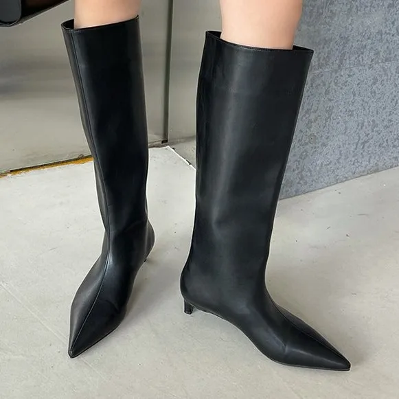 

Women's boots autumn and winter new style wide leg long boots not exceeding knee high knight boots