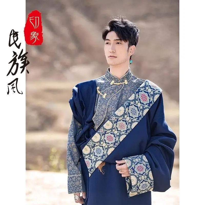 2025 new Tibetan clothing Tibetan robe shirt Tibet Lhasa traditional men's models