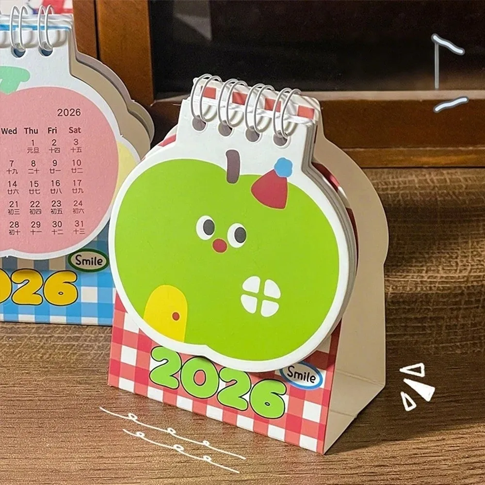 Cute Mini 2026 Desk Calendar Cartoon Coil Binding Schedule Planner Portable Daily Planner Desktop Decoration