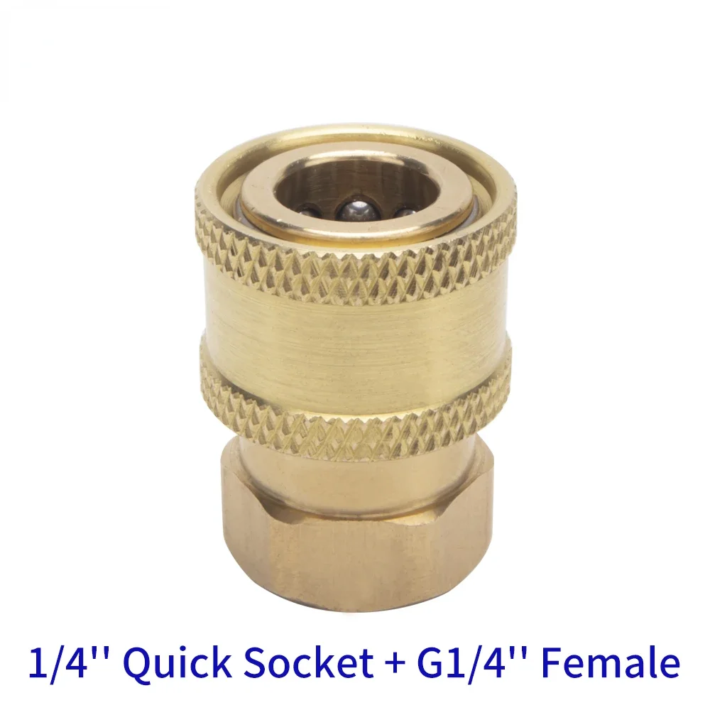 

High Pressure Washer Car Washer Brass Connector Adapter Coupler G1/4 Female + 1/4" Quick Disconnect Release Socket Fitting