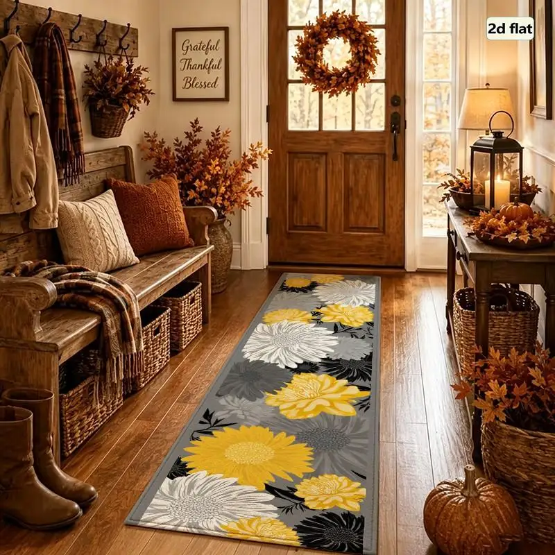 1PC Floral Pattern Running Rugs, Hallway Rugs, Washable And Easy-to-maintain Home Decoration Carpet, Suitable For Hallways, Passages, Stairs, Bedrooms, Bedside, Laundry Rooms, Kitchens Etc