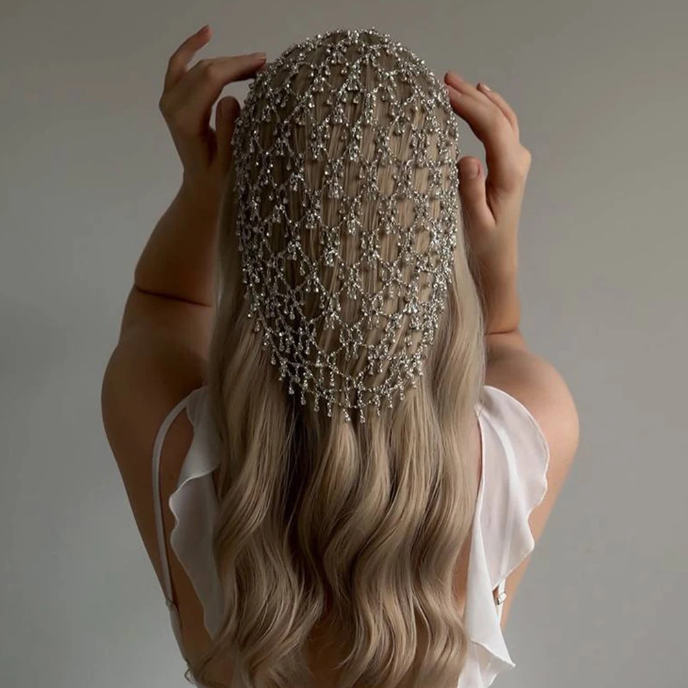 

Элегантная свадебная сетчатая шляпа, головной убор, аксессуары для волос принцессы, подарок, INS, модная цепочка с кисточками и стразами, вечерние кепки для женщин