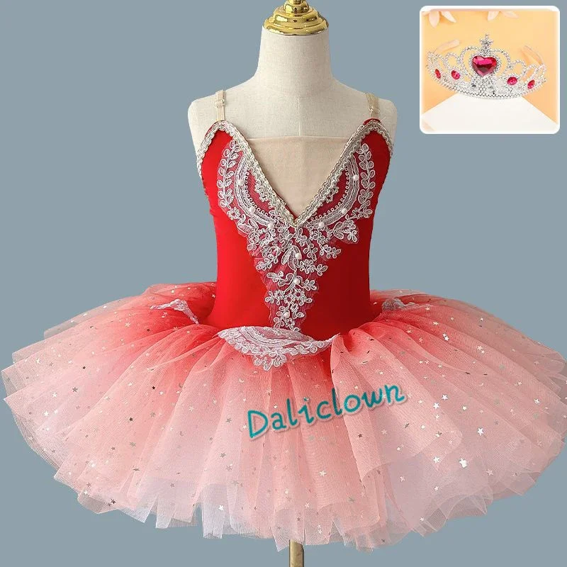 Pailletten Sterren Professioneel Ballet Tutu Voor Meisjes Zwaan Meer Ballerina Pannenkoek Tutu Balletjurk Kids Dance Kostuum Tutu Roze Blauw