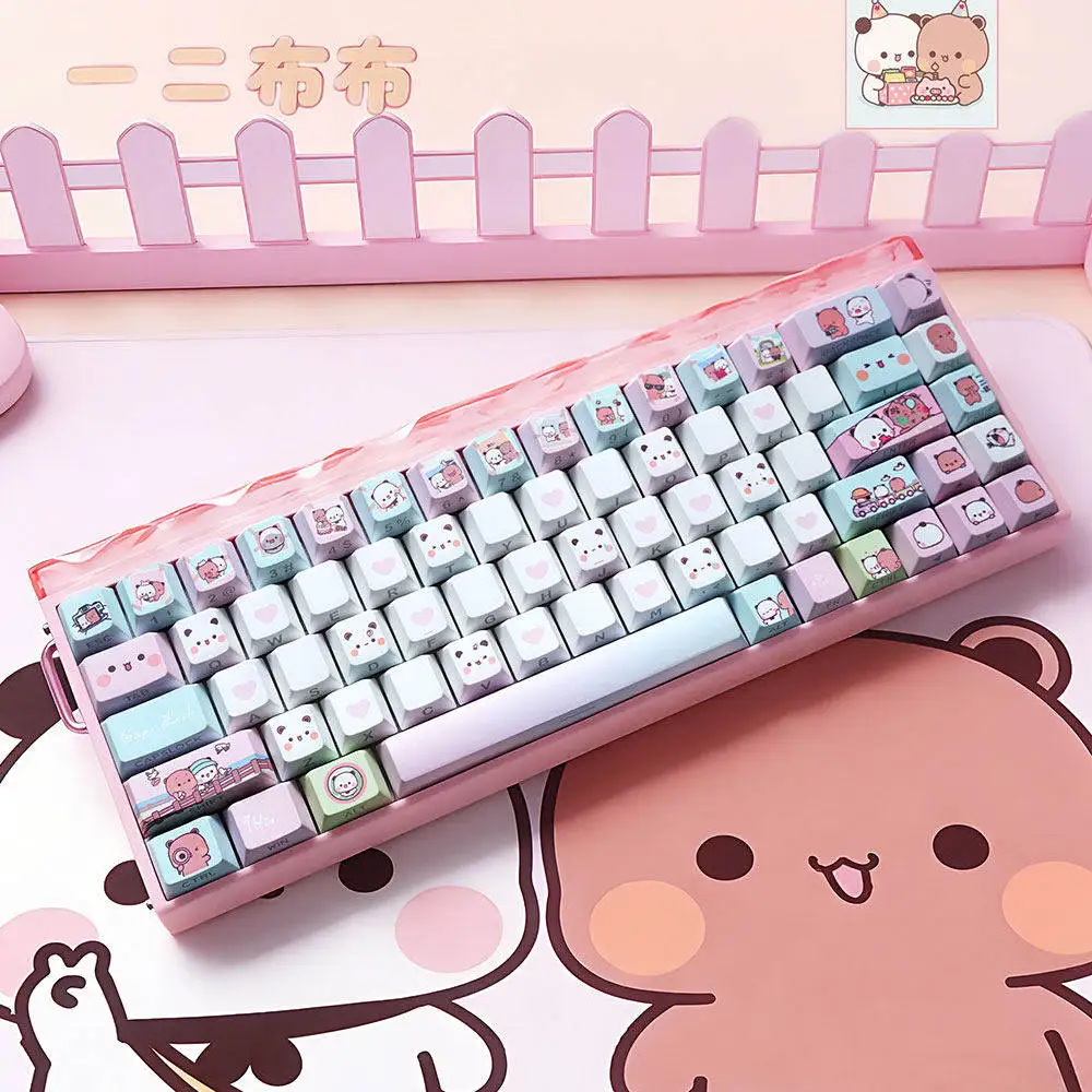 Kawaii Anime Keycaps 140-Key PBT Side-Printed Backlit MX Switch Gaming Mechanical Keyboard Keycaps for 60/61/68/80/98/104/108