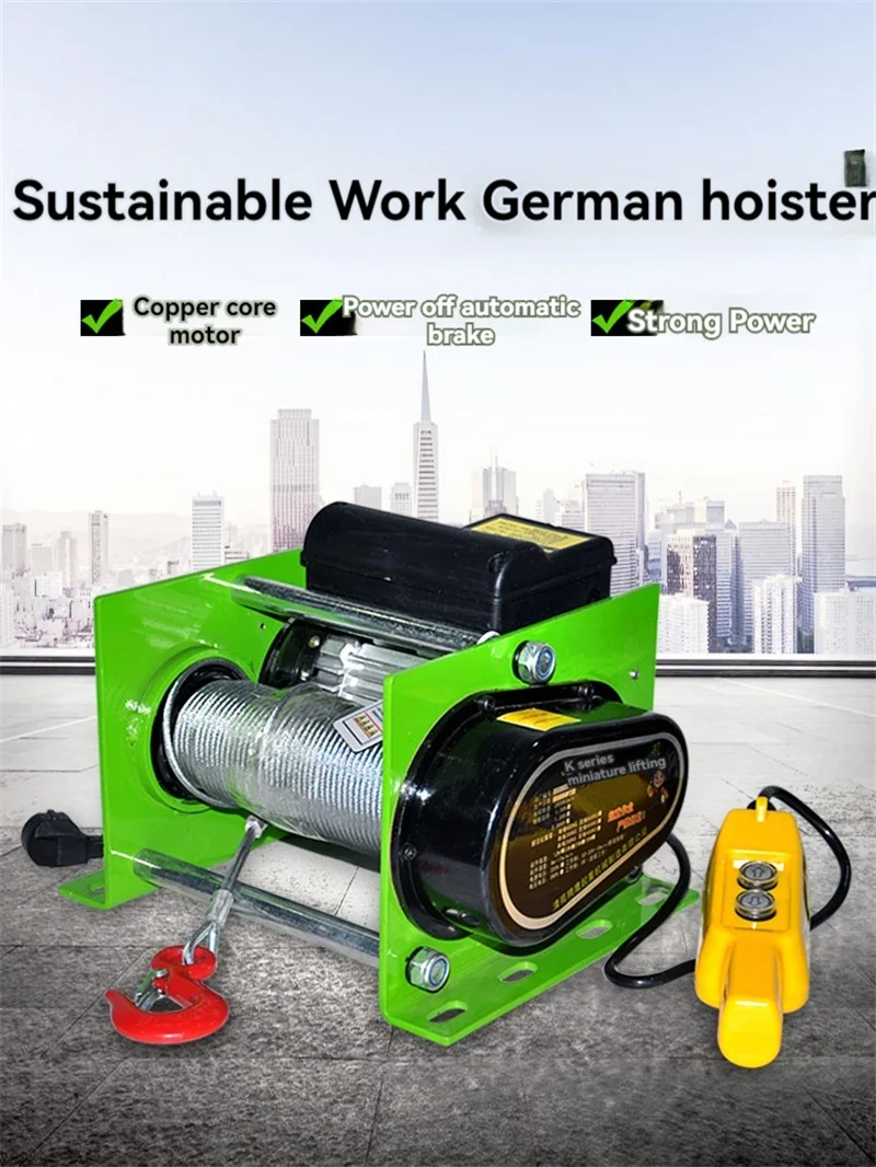 220VMini Electric Wire Rope Hoist Lifting Wire Rope Electric Crane Hoist Explosion-proof 200-1000kg 30 - 100m