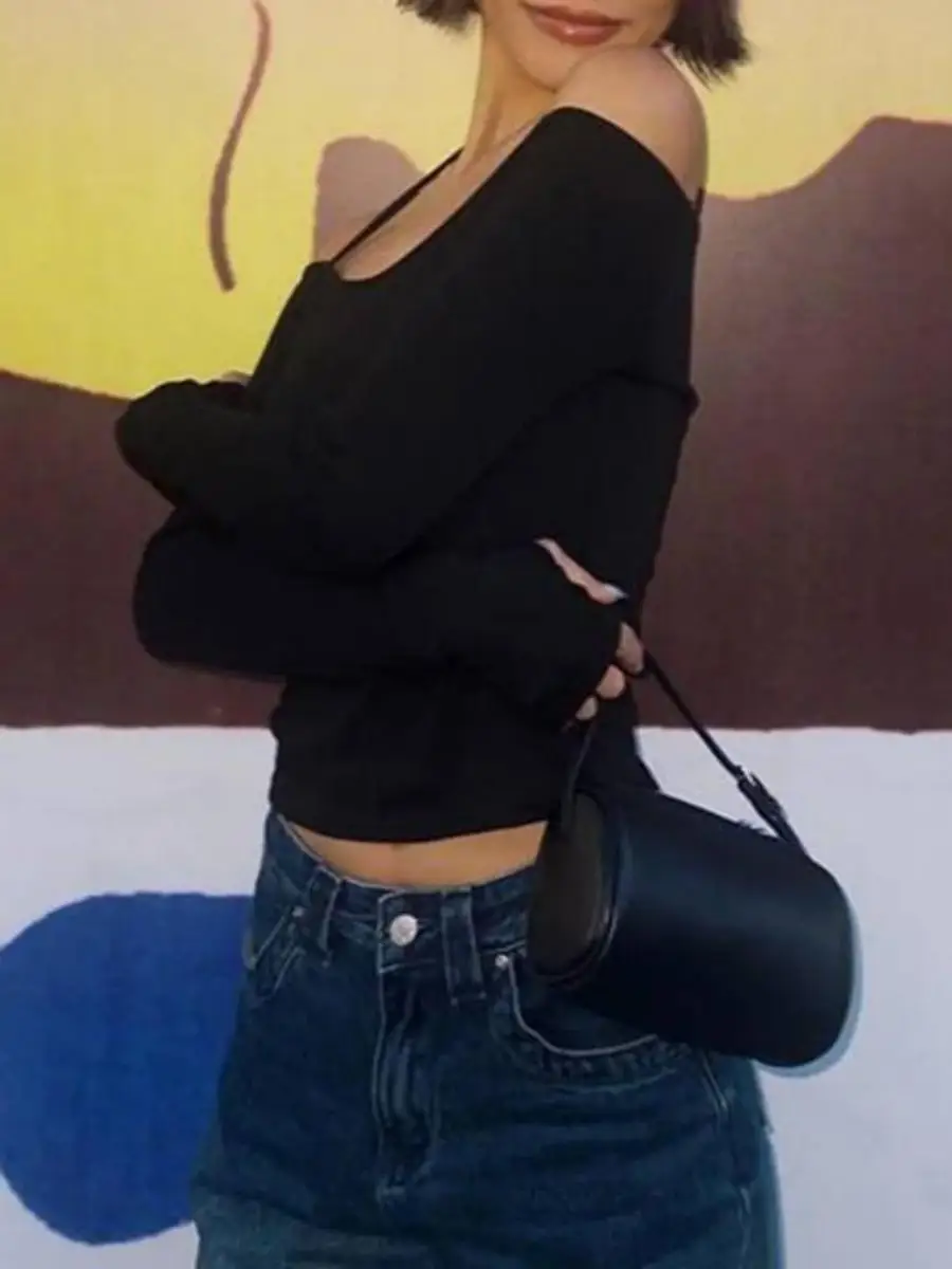 Sommer Neue Pendler Modische Vielseitige Vorne und Hinten Kann Ein Schulter Gurt Top T-shirt Tragen