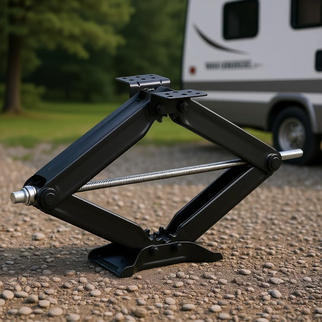 RV Scissor Jack 5000 Lbs 23.4 In Black Set Of 2 Stabilizer Leveling Parking Equipment