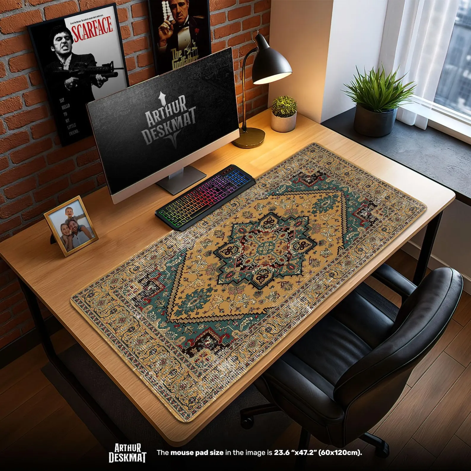 Retro Persian Carpet Pattern Mouse Pad Durable Office Deskpad Card Game Mat For Parties Home&Office Compute PC Gaming  Desk Mat