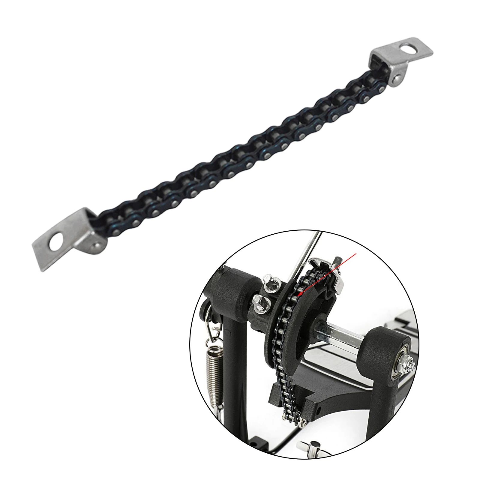 Bass Drum Pedal Chain Performace Stable Anti Rust Easy to Install Percussion Parts Metal Foot Pedal Chain 6.89inch Length