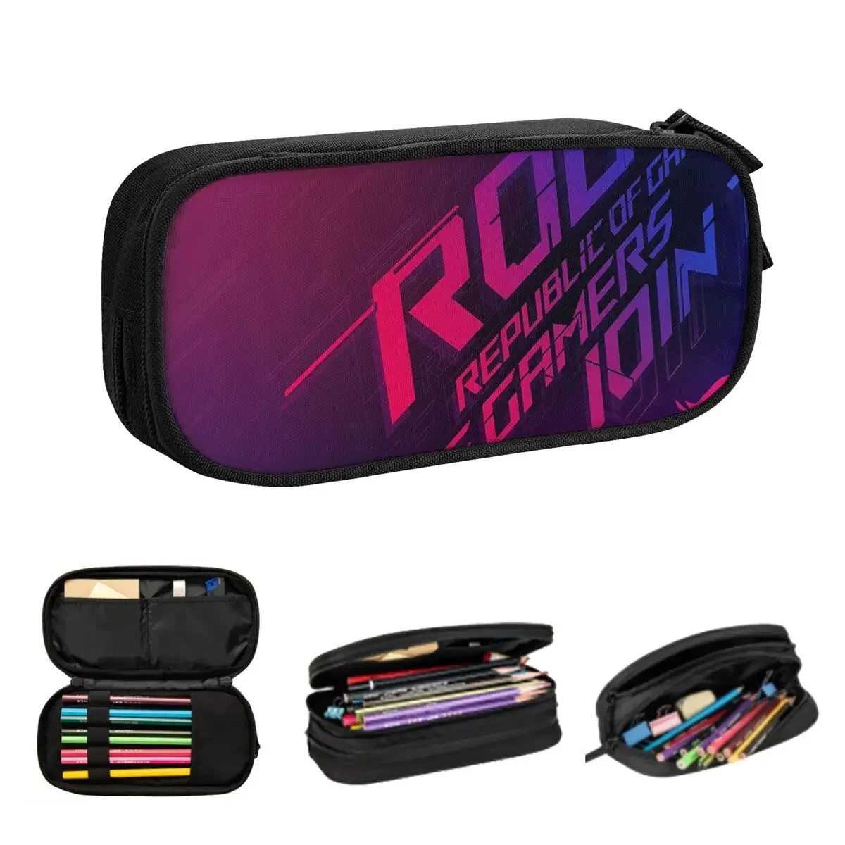 Join The Republic Of Gamers ROG Asus Pencil Cases Big Capacity Pen Bags Pen Box Pencil Pouch For Boys Girls Students Stationery