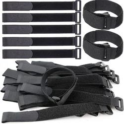 5/10Pcs cinghie di Cinch riutilizzabili con gancio e anello fascette per cavi in Nylon Organizer chiusura regolabile fissaggio cinghie per cavi gestione del cavo