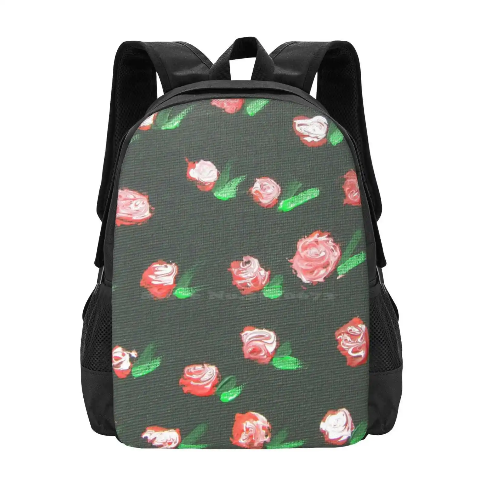 

Rose Bud Red - Hand Painted Acrylic Canvas Hot Sale Schoolbag Backpack Fashion Bags Pretty Hand Painted Scribble Acrylic