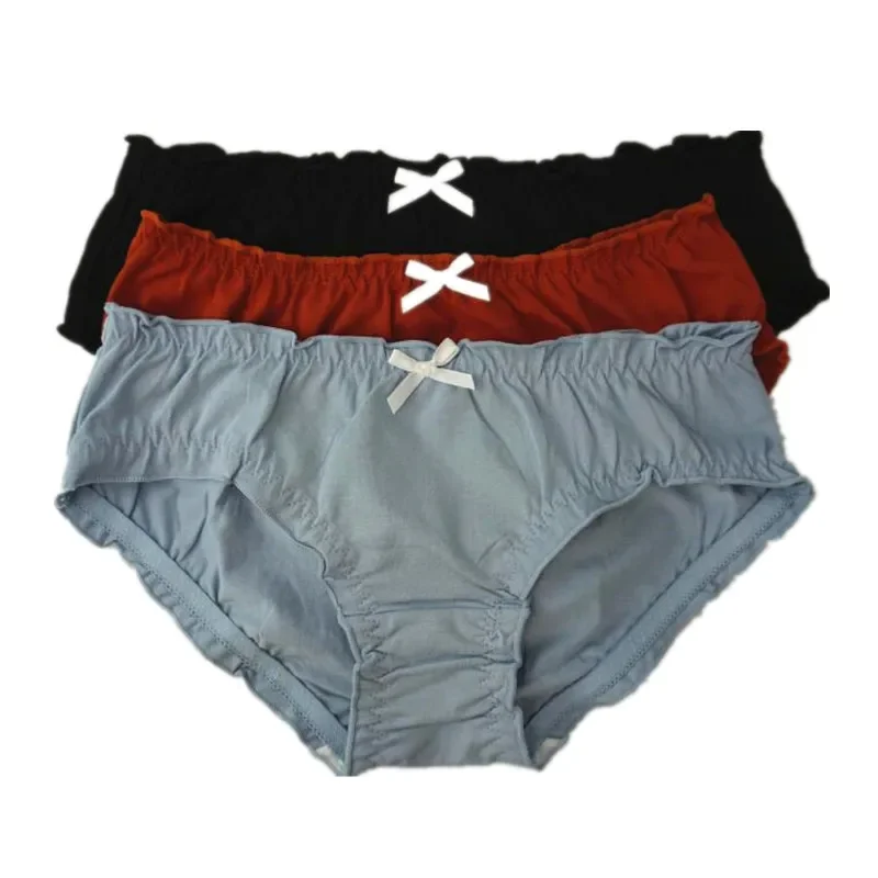Ruffles Grils Intimo in cotone Solido Donna Mutandine di pane dolce Slip in cotone a vita bassa Morbido