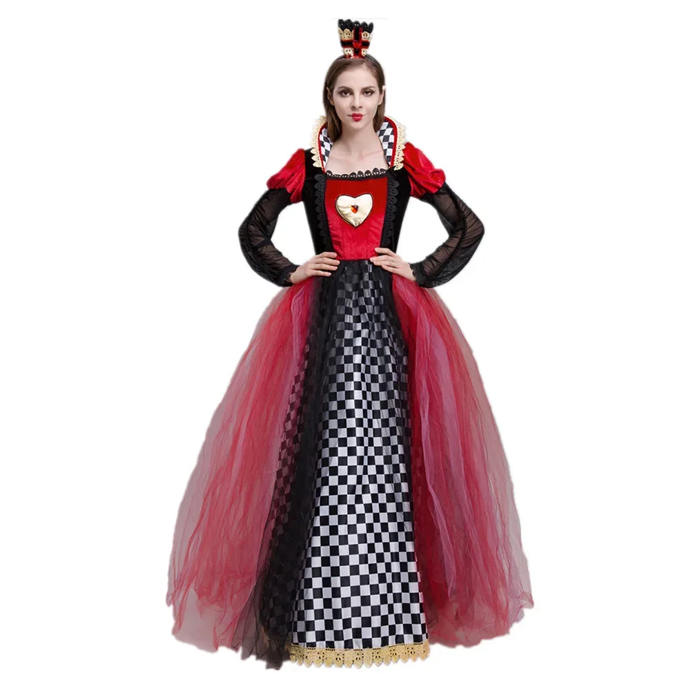 

Queen Of Hearts Red Queen Cosplay Costume Dress Outfits