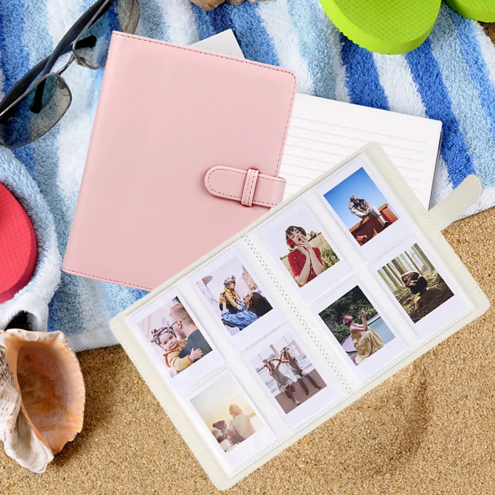 128 Pockets PU Photo Album Pink Blue Purple 6.1*7.87in Picture Storage Book PU Photo Album Ticket Organizer Album