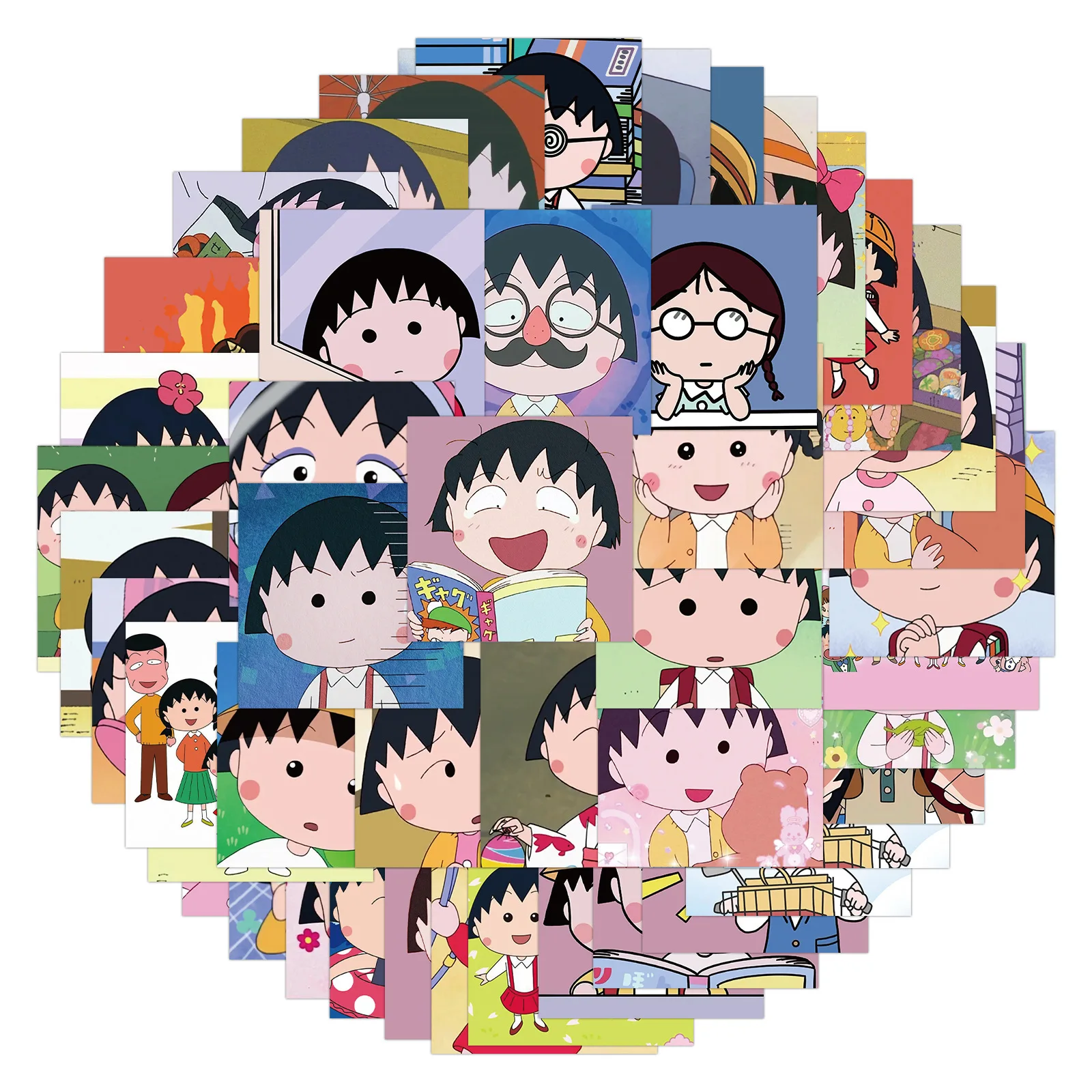 48 Stück Chibi Maruko Chan Cartoon Aufkleber Kinderspielzeug Lustige Anime Dekoration Koffer Kühlschrank Laptop Gitarre Auto Fahrrad Graffiti Aufkleber