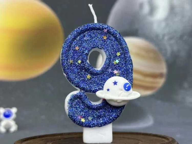 DIY Planet-Thema Raumschiff 0-9 DIY digitale Kerze Dunkelblaue Geburtstagskerze Weltraum-Thema Party-Kuchendekoration – Detail 19
