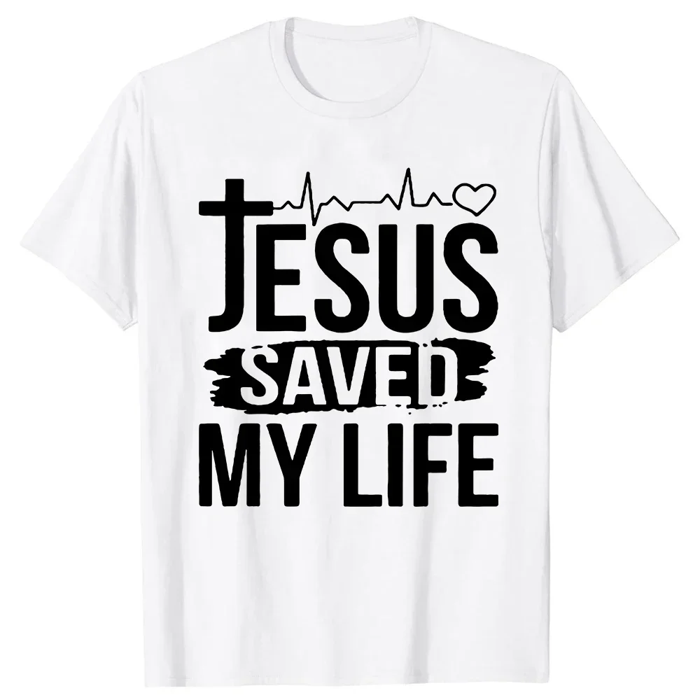Novelty Jesus Saved My Life God Christ Fishing Christian Gift T Shirts Graphic Custom Printed Streetwear Summer Tops