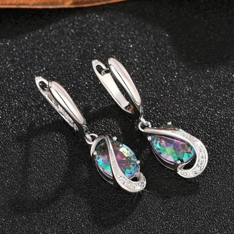 2024 Exquisite Multi-colored CZ Dangle Earrings for Women Special-interested Birthday Day Gift Wedding Party Trendy Jewelry