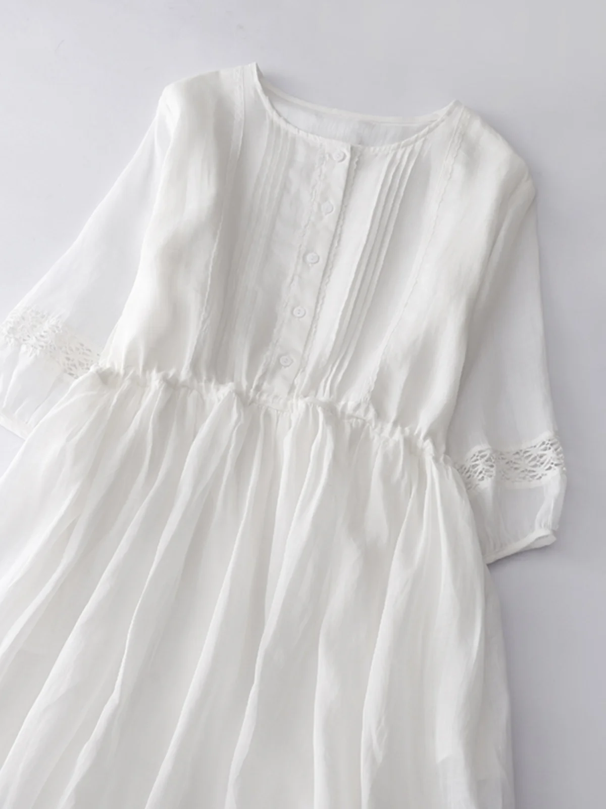 Ele dupla camada de renda de cânhamo ort sve longo dr drapeado cintura vintage sle redondo ne saia evasê para o verão