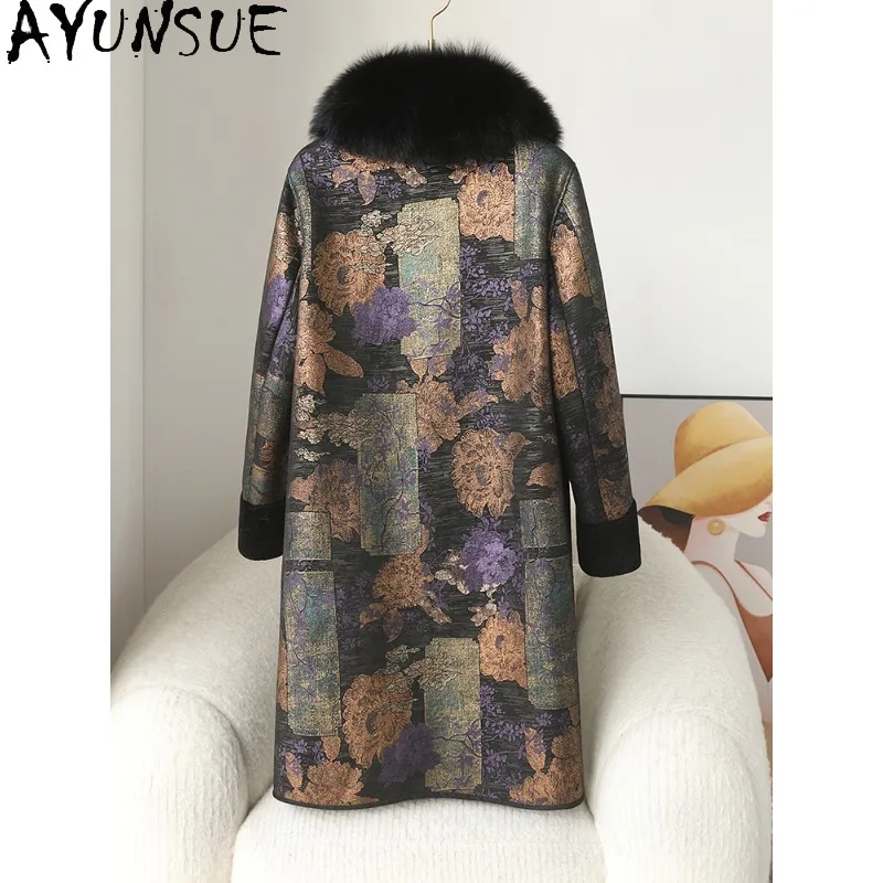 AYUNSUE manteau de fourrure pour femme 2025 dames manteaux et vestes d'hiver élégant mi-long vêtements pour femme de haute qualité Ropa Mujer