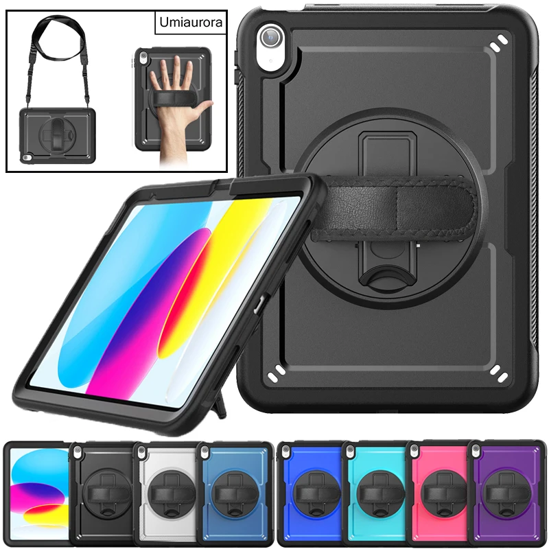 For IPad 11th Gen 11 inch A16 Air 2 9.7 7th 8th 9th 10.2 10th 10.9 Pro 10.5 Shockproof Hand Strap Stand Tablet Case Armor Funda