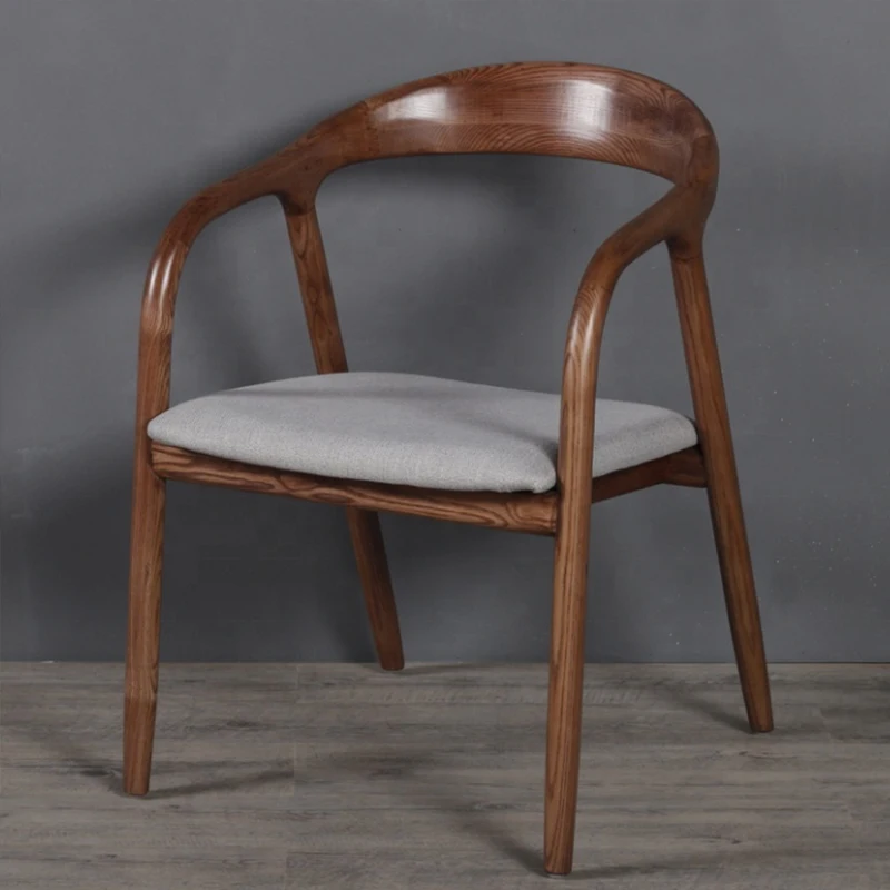 

Wooden Rustic Dining Chairs Modern Solid Home Furniture Dining Room GENUINE Leather Chairs Wood Frame Fabric Nordic Chair Hotel