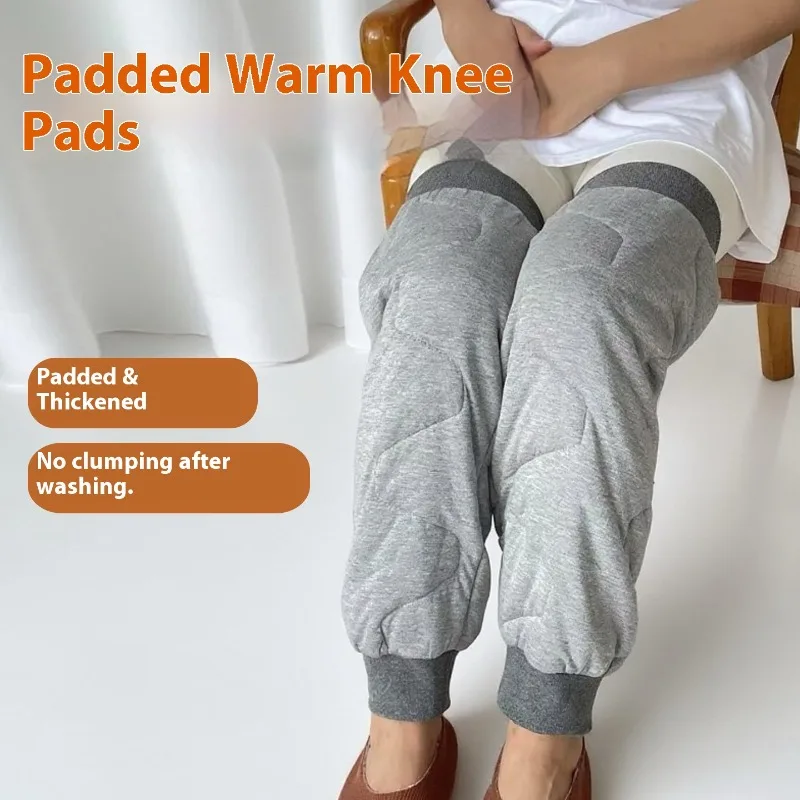 Verdickter Kniewärmer für ältere Frauen und Männer, extra lang, rutschfest, Thermo-Beinärmel, Schlafkomfort, Baumwolle, gepolstert, Kniestütze, Luft