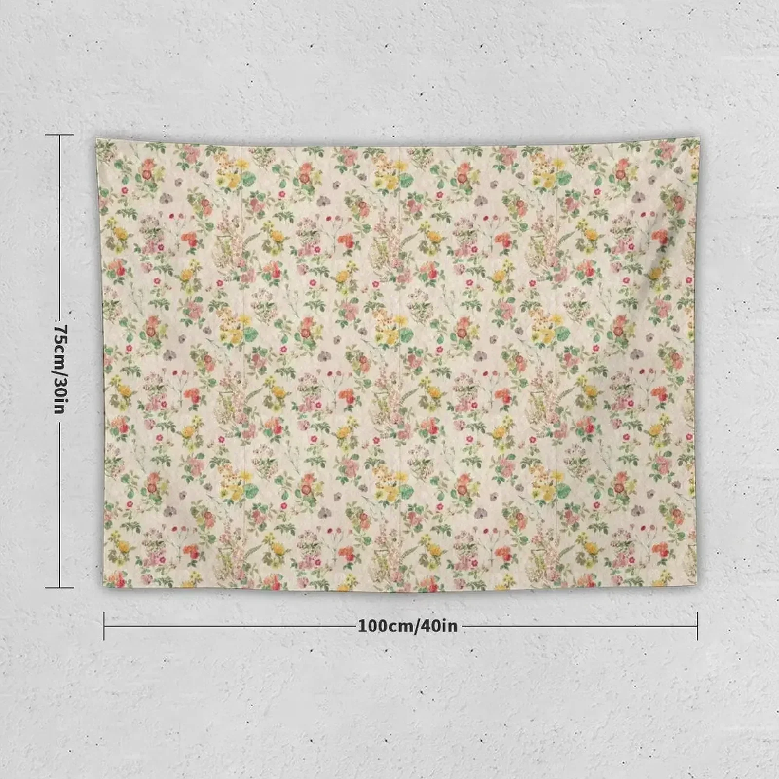 Vintage Flowers Pattern - Pressed Wildflowers Tapestry Aesthetic Decoration Aesthetics For Room Tapestry