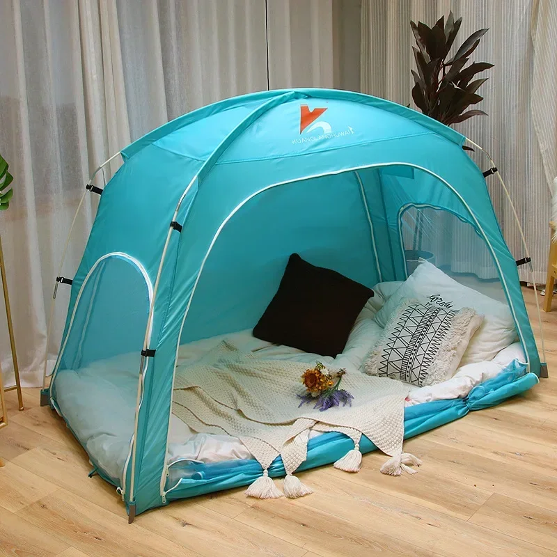 

4Sides Open Double Layer Doors Indoor Children's Playhouse Adult Bed Tent Warm And Mosquito Proof Student Dormitories