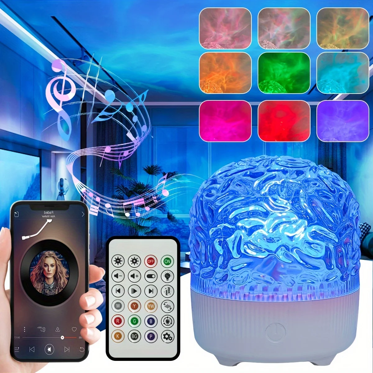 

Dynamic Water Ripple/Aurora Music Light Sound Night Light Creative Romantic Projection Starry Sky Light Atmosphere Light Gift