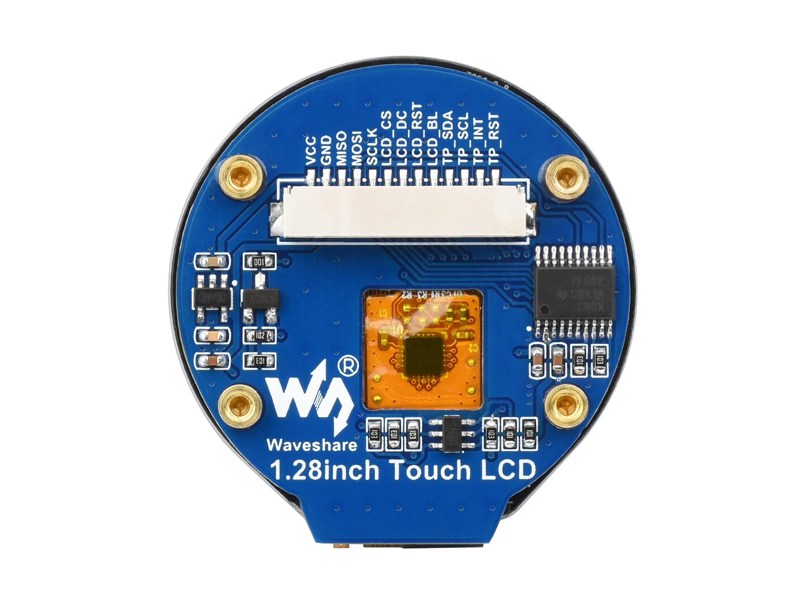 Waveshare 1.28inch Round LCD Display Module With Touch Panel, 240×240 Resolution, IPS, SPI And I2C Communication