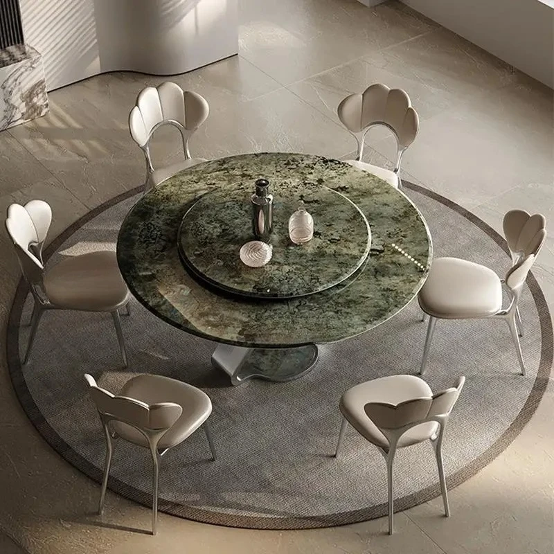 

Minimalist Home Furniture Round Tables For Kitchen With 15mm Thick Large Marble Turntable In Green Modern Dining Table 6 People