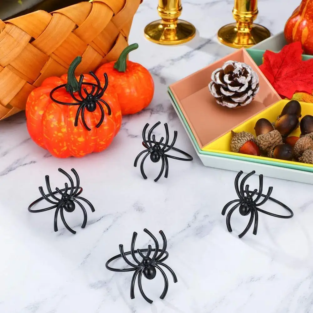 Halloween Theme Napkin Ring Black Metal Napkin Buckle Napkin Holders for Halloween Home Party Dinning Table Decoration Supplies