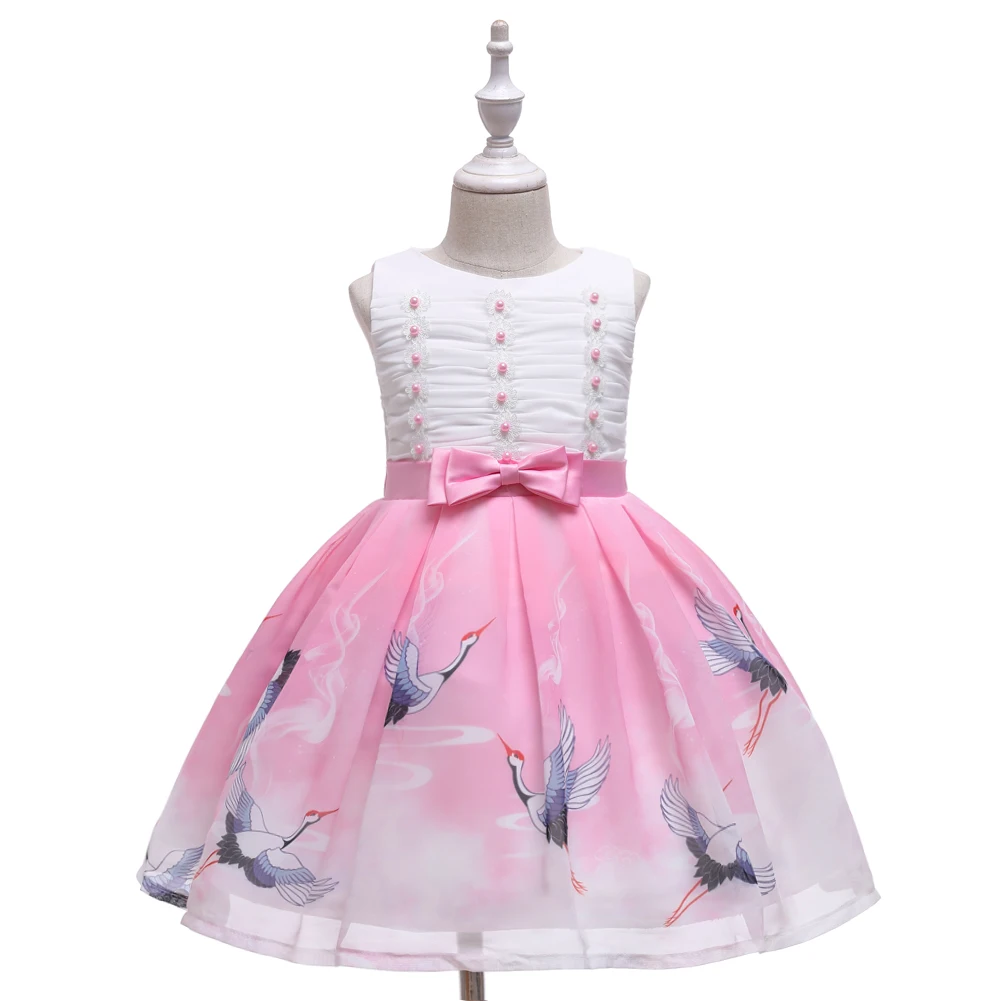 Girls Party Dresses 4 Colors 100cm-150cm Children Performance Skirt Christmas Party Wedding Princess Vestidos